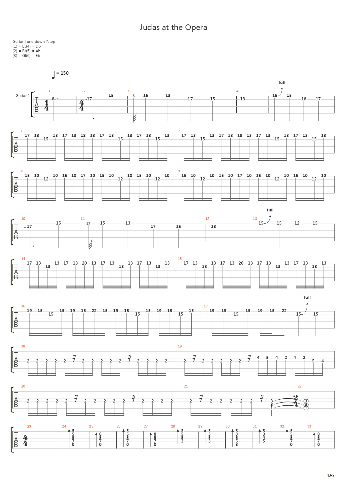 Judas At The Opera吉他谱