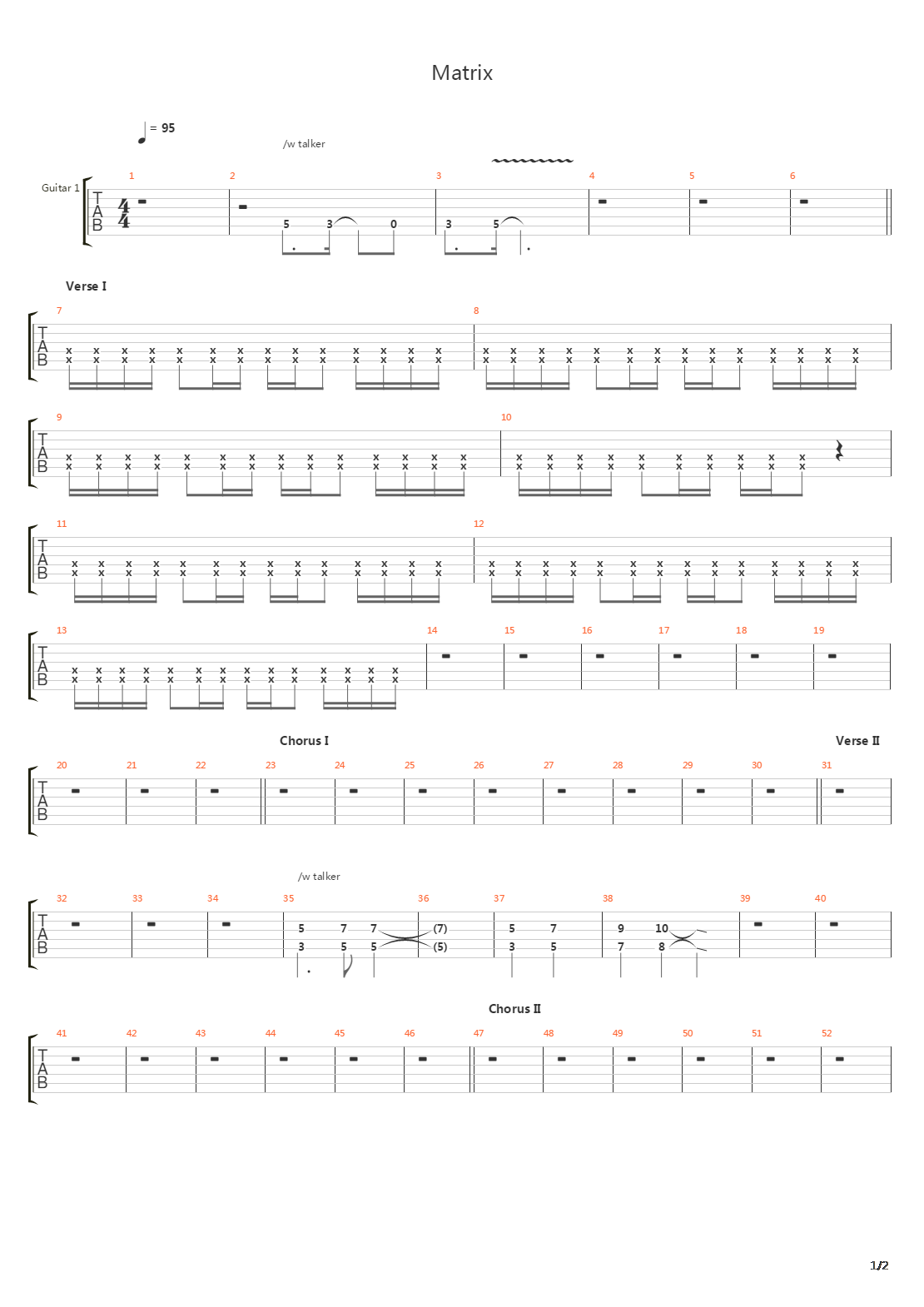 Matrix吉他谱