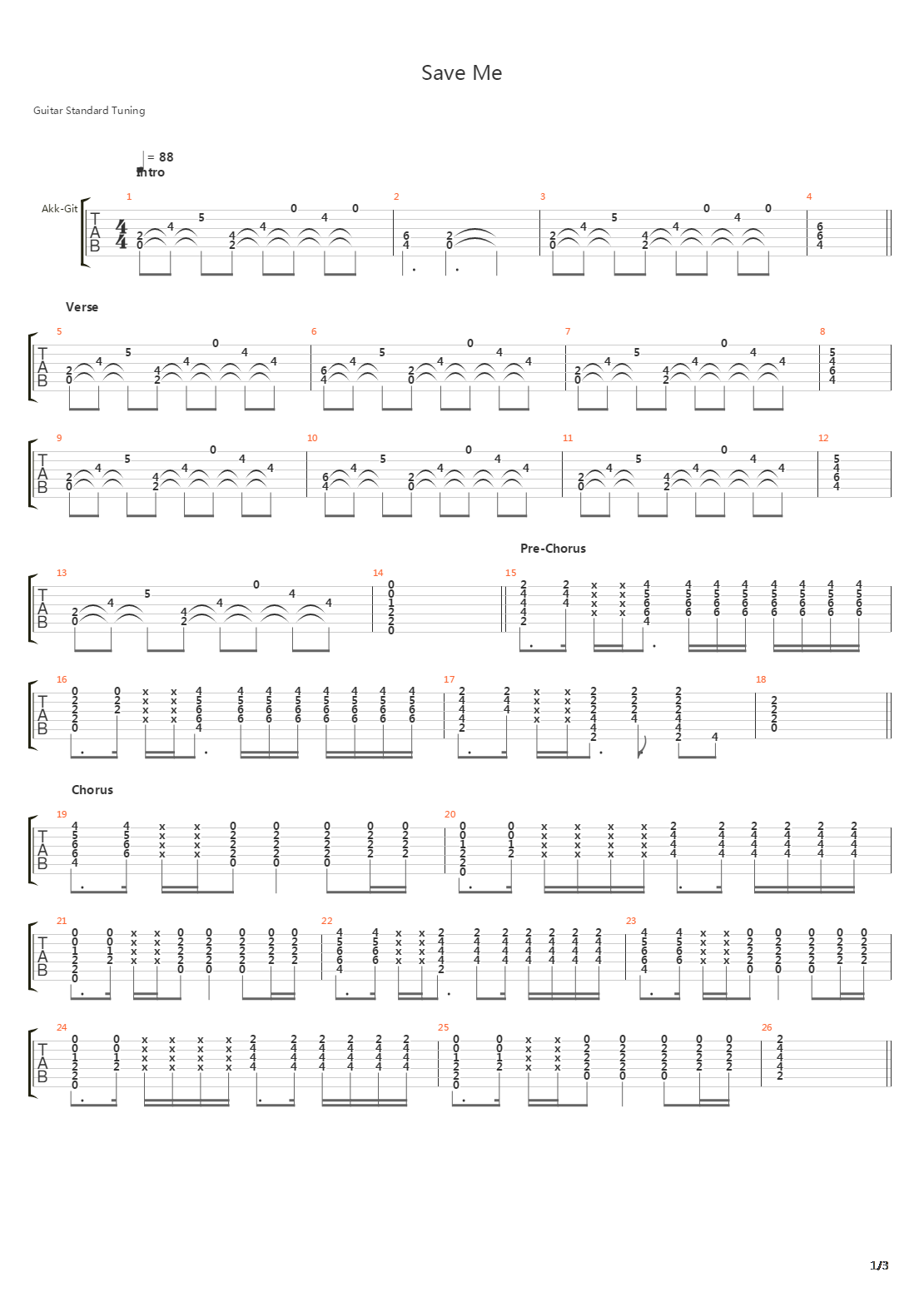 Save Me吉他谱