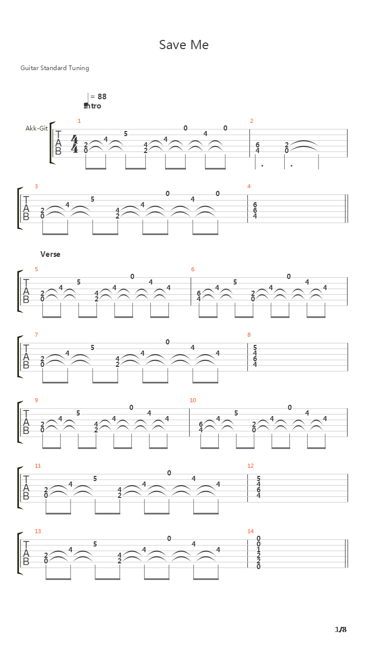Save Me吉他谱