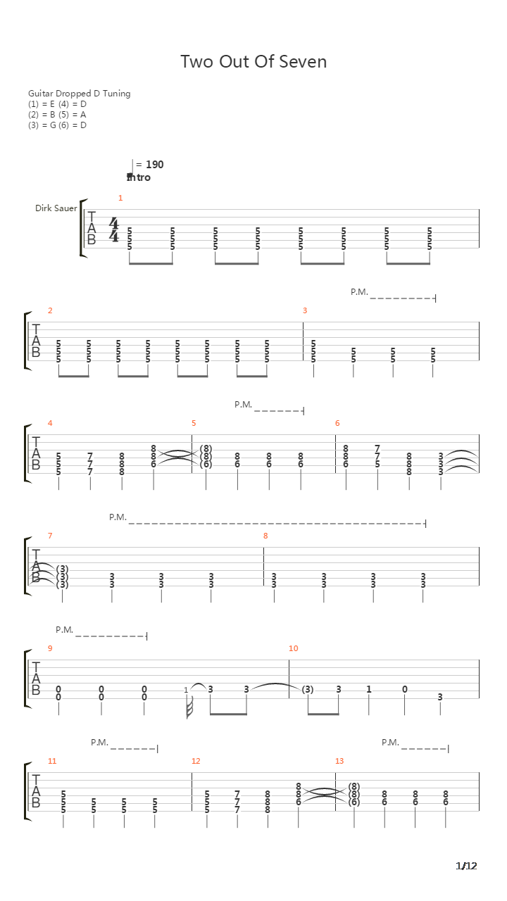 Two Out Of Seven吉他谱