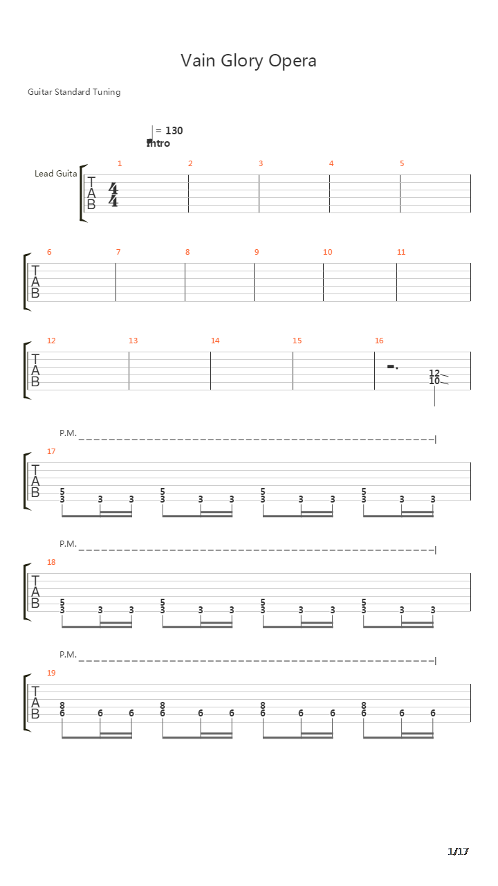 Vain Glory Opera吉他谱