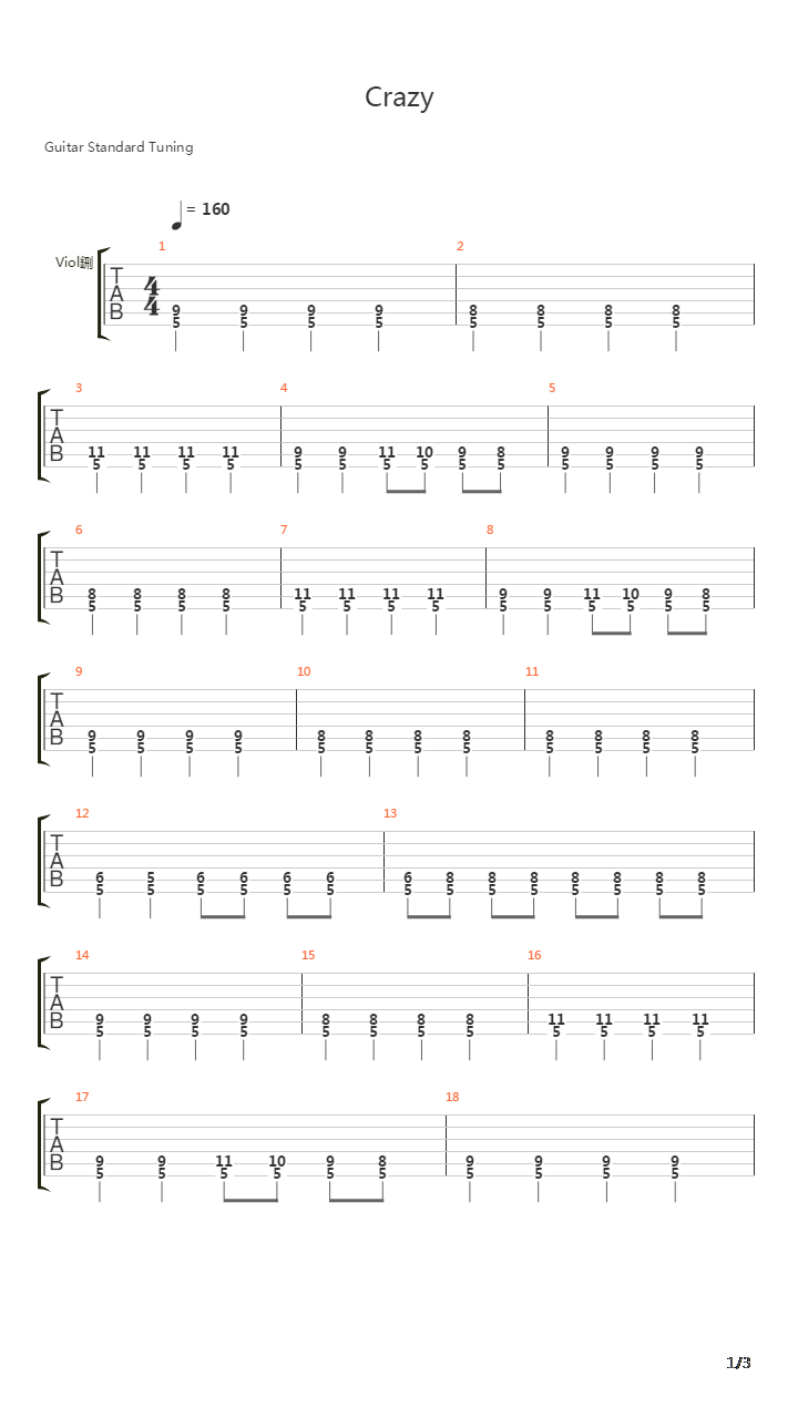 Crazy吉他谱