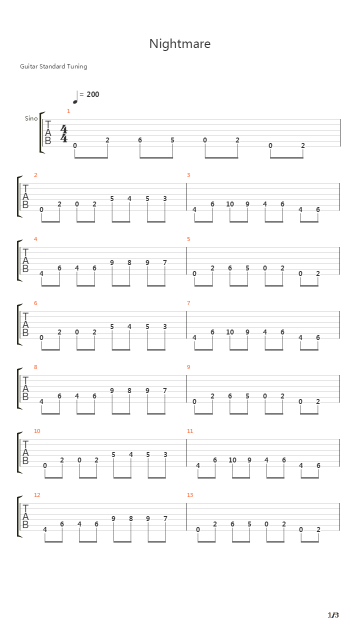 Nightmare吉他谱