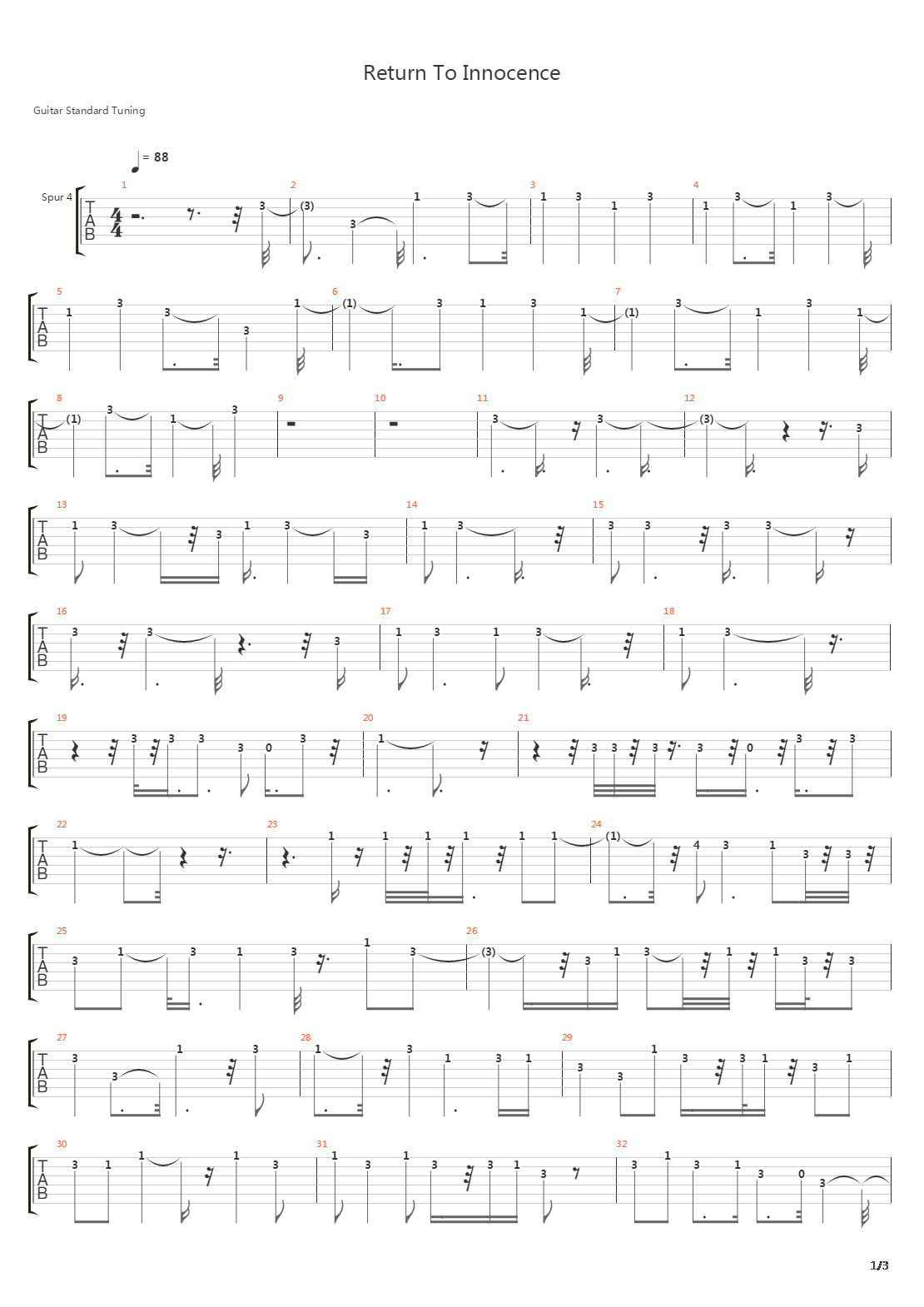 Return To Innocence吉他谱