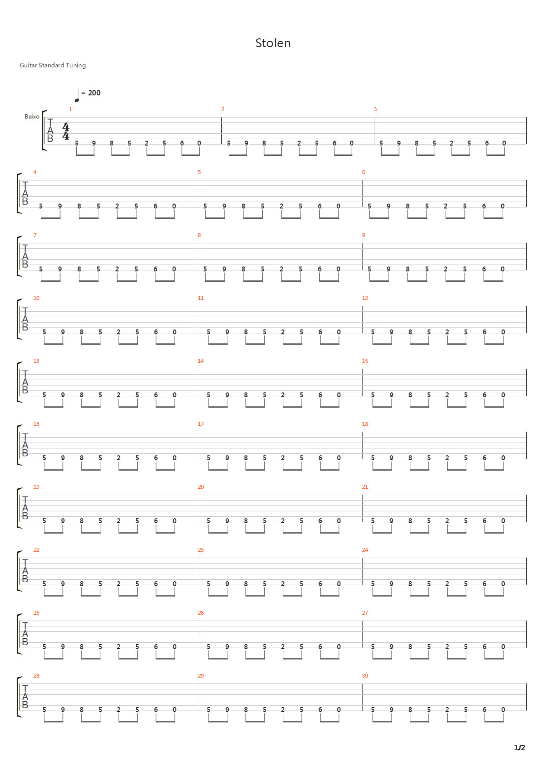Stolen吉他谱