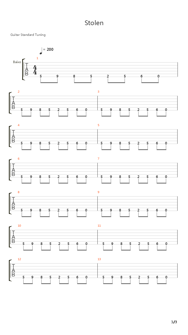 Stolen吉他谱