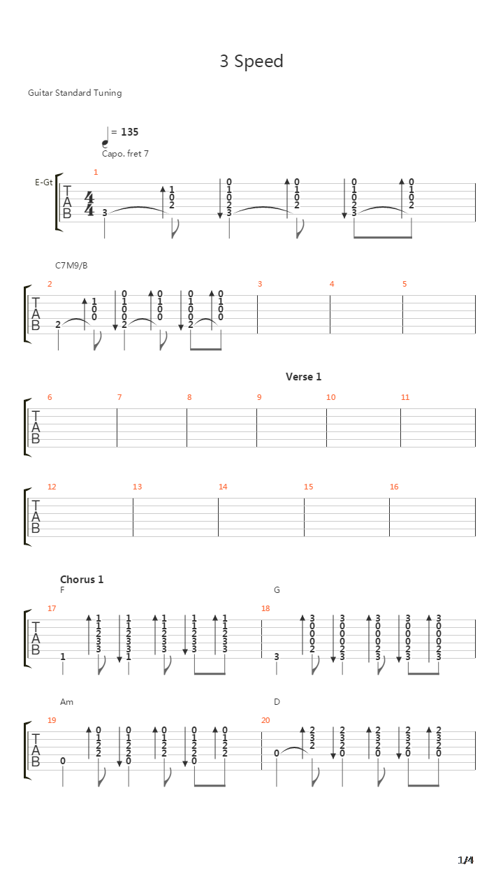 3 Speed吉他谱
