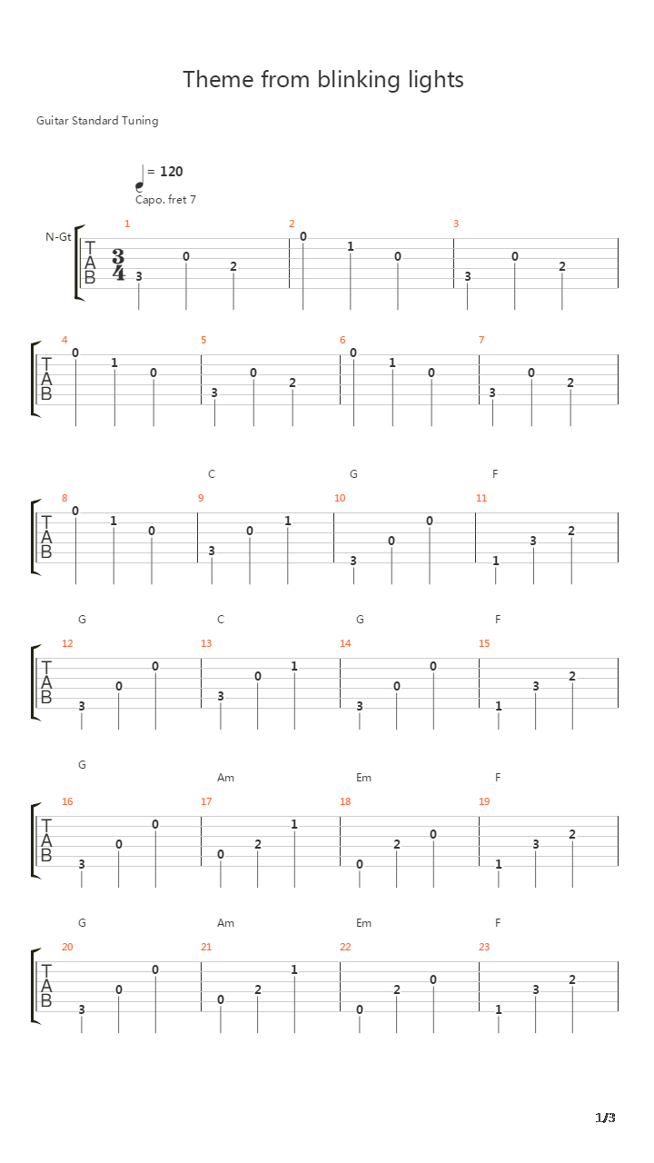 Blinking Lights Theme吉他谱