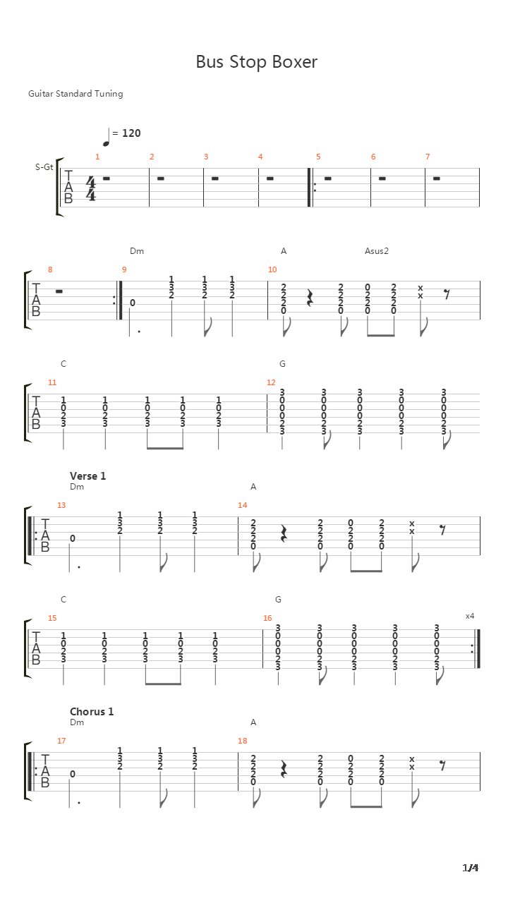 Bus Stop Boxer吉他谱