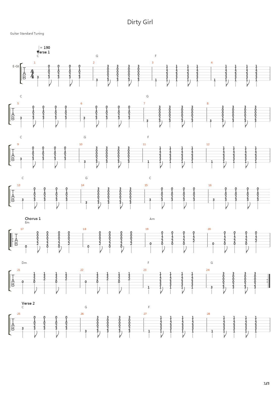 Dirty Girl吉他谱