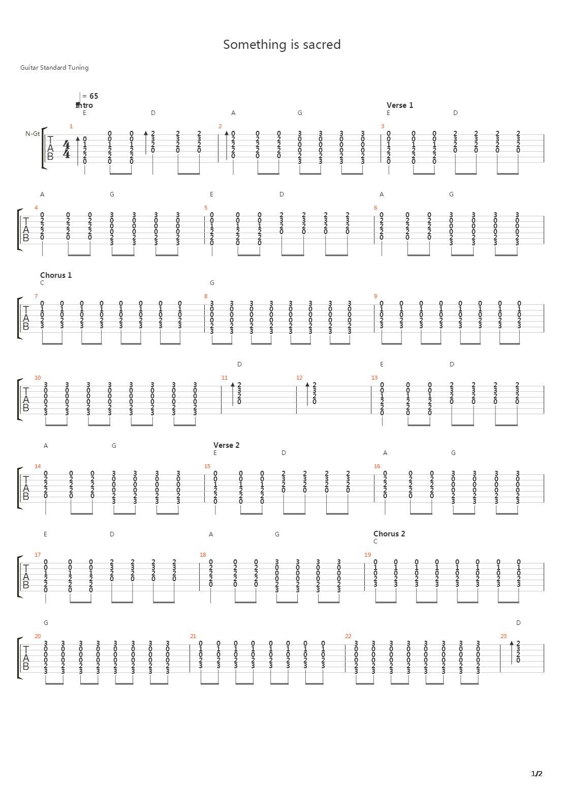 Something Is Sacred吉他谱