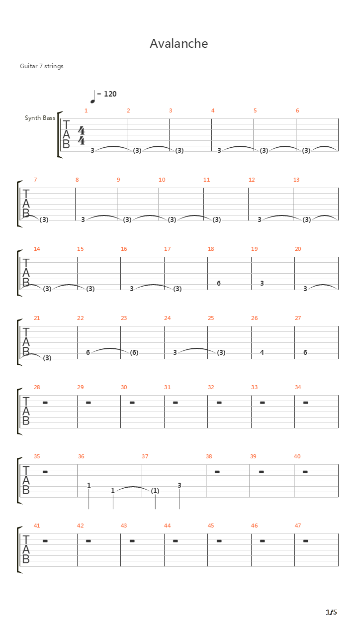Avalanche吉他谱