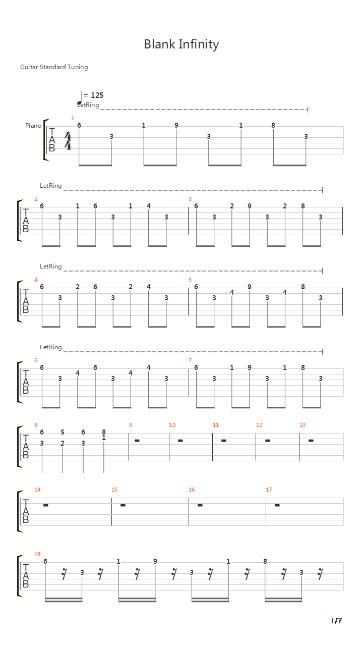 Blank Infinity吉他谱