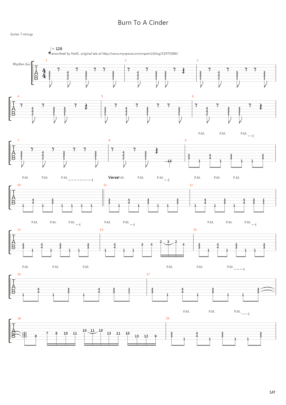 Burn To A Cinder吉他谱