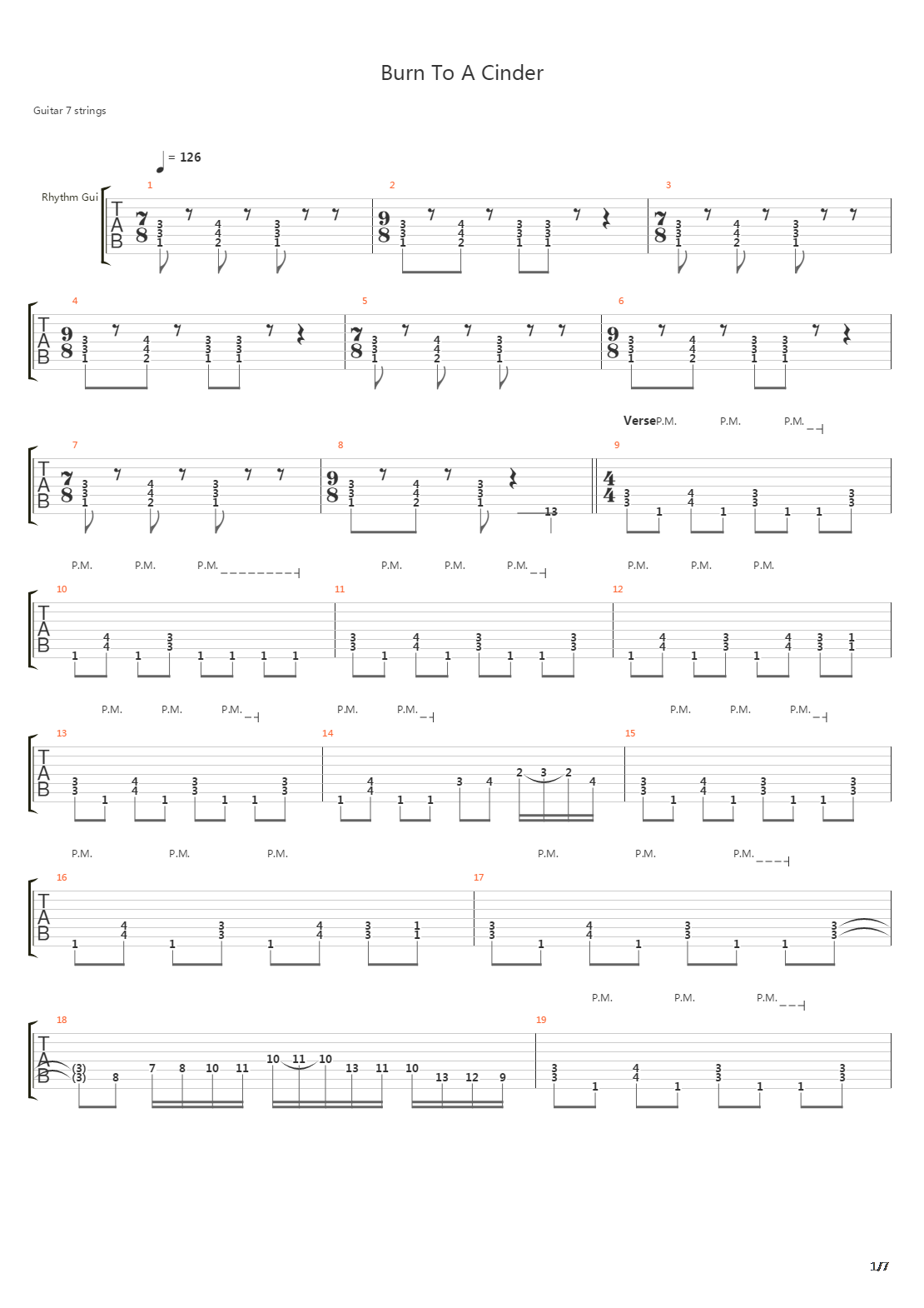Burn To A Cinder吉他谱