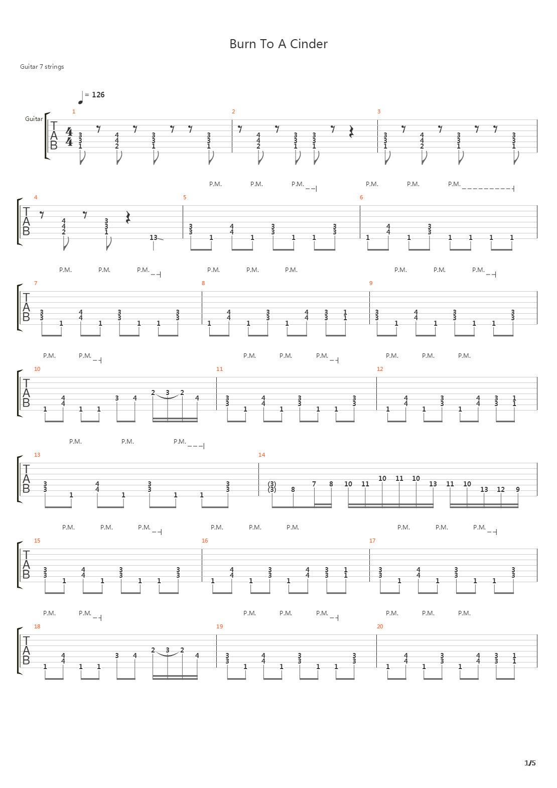 Burn To A Cinder吉他谱