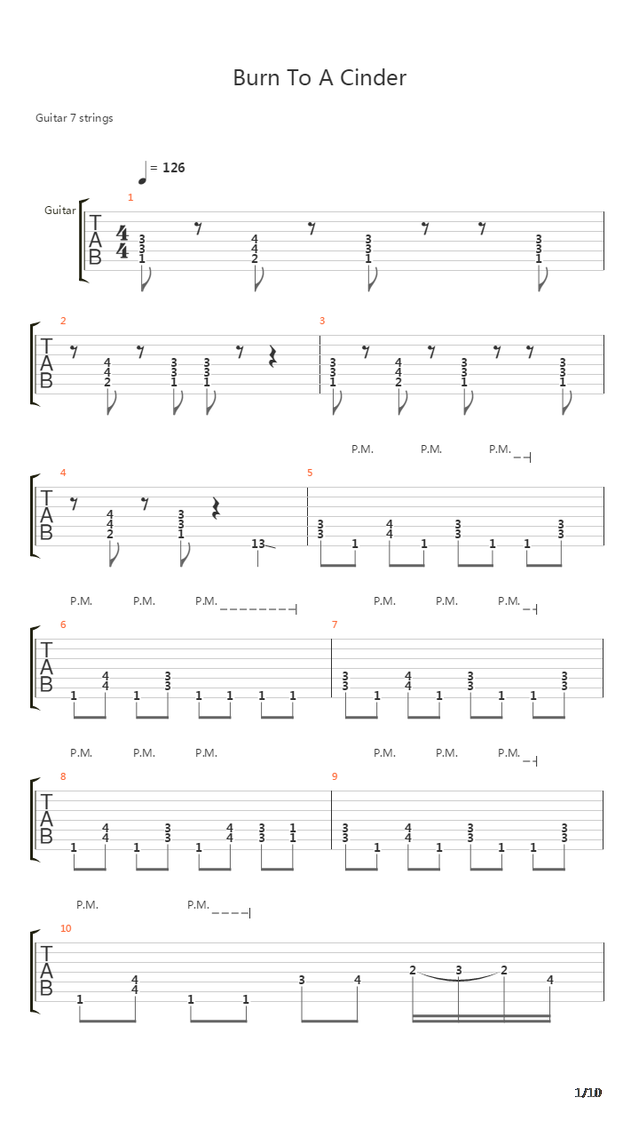 Burn To A Cinder吉他谱