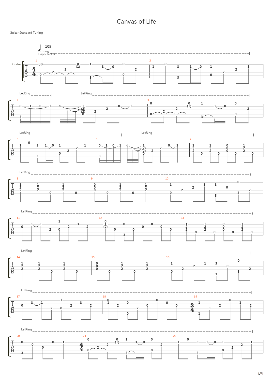 Canvas Of Life -吉他谱