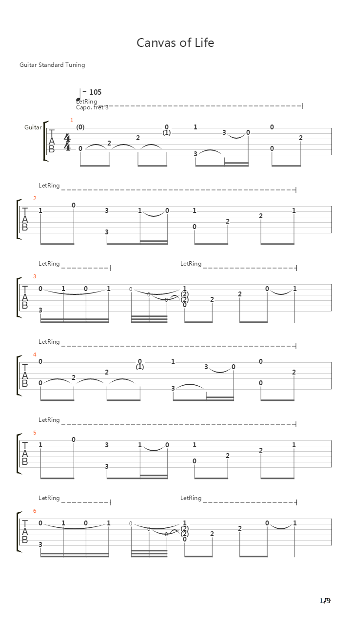 Canvas Of Life -吉他谱