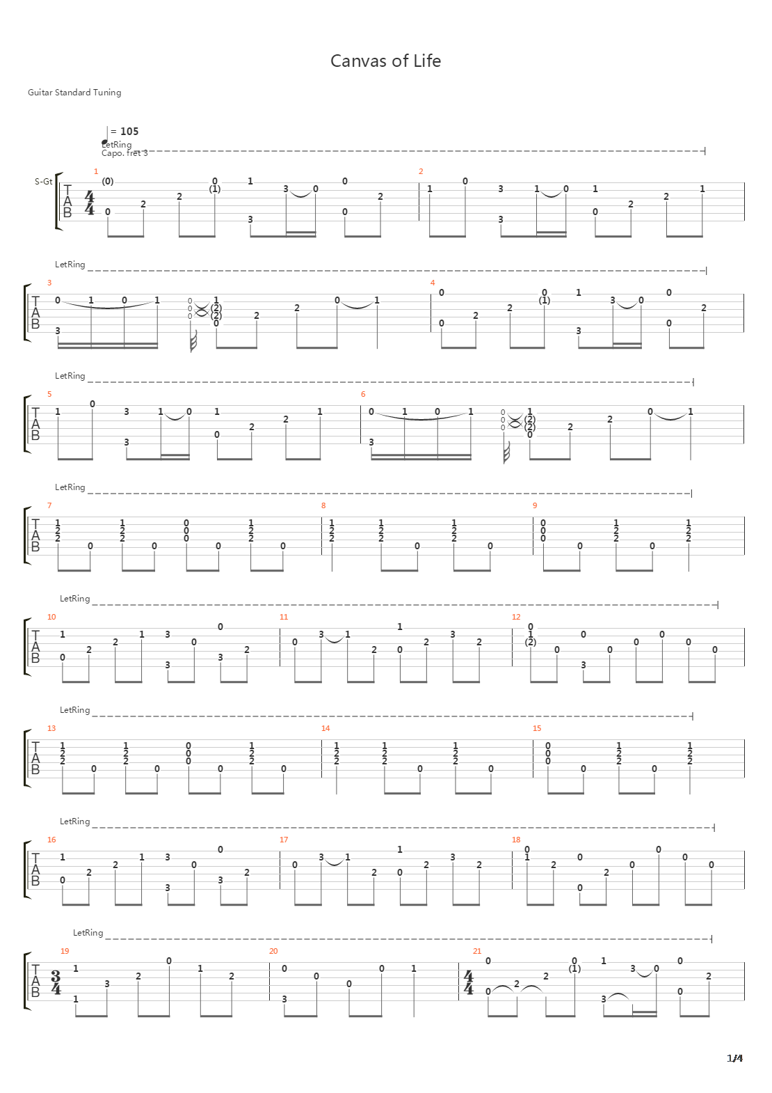 Canvas Of Life吉他谱