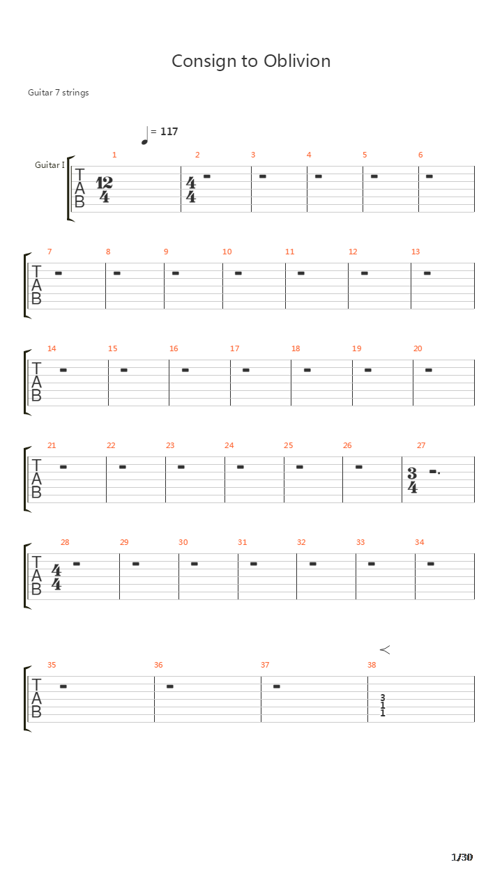 Consign To Oblivion吉他谱
