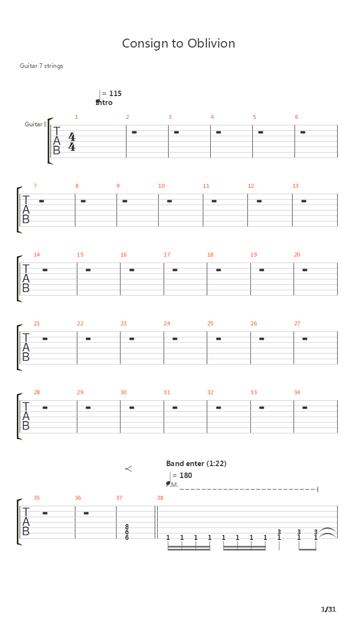 Consign To Oblivion吉他谱