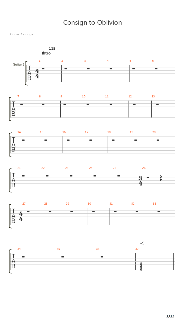 Consign To Oblivion吉他谱