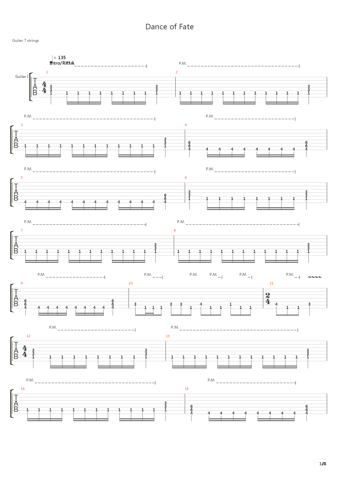 Dance Of Fate吉他谱