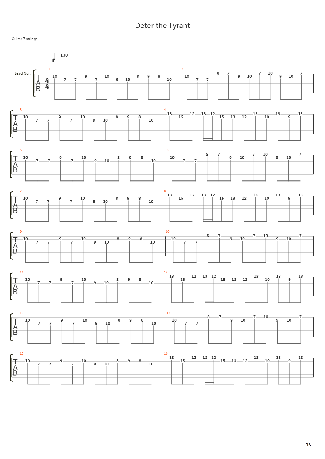 Deter The Tyrant吉他谱