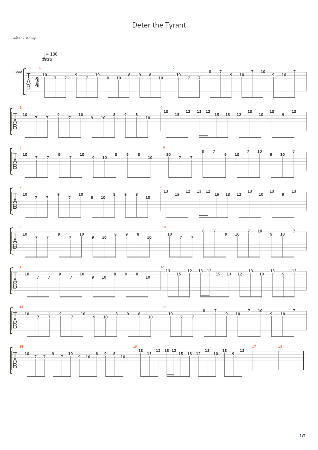 Deter The Tyrant吉他谱