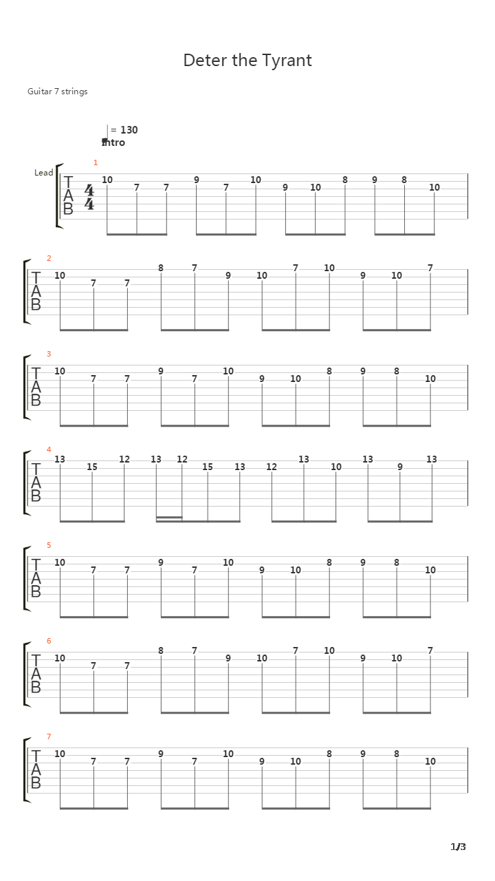 Deter The Tyrant吉他谱