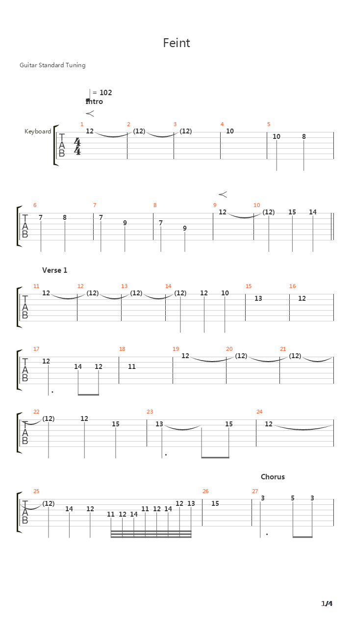 Feint吉他谱