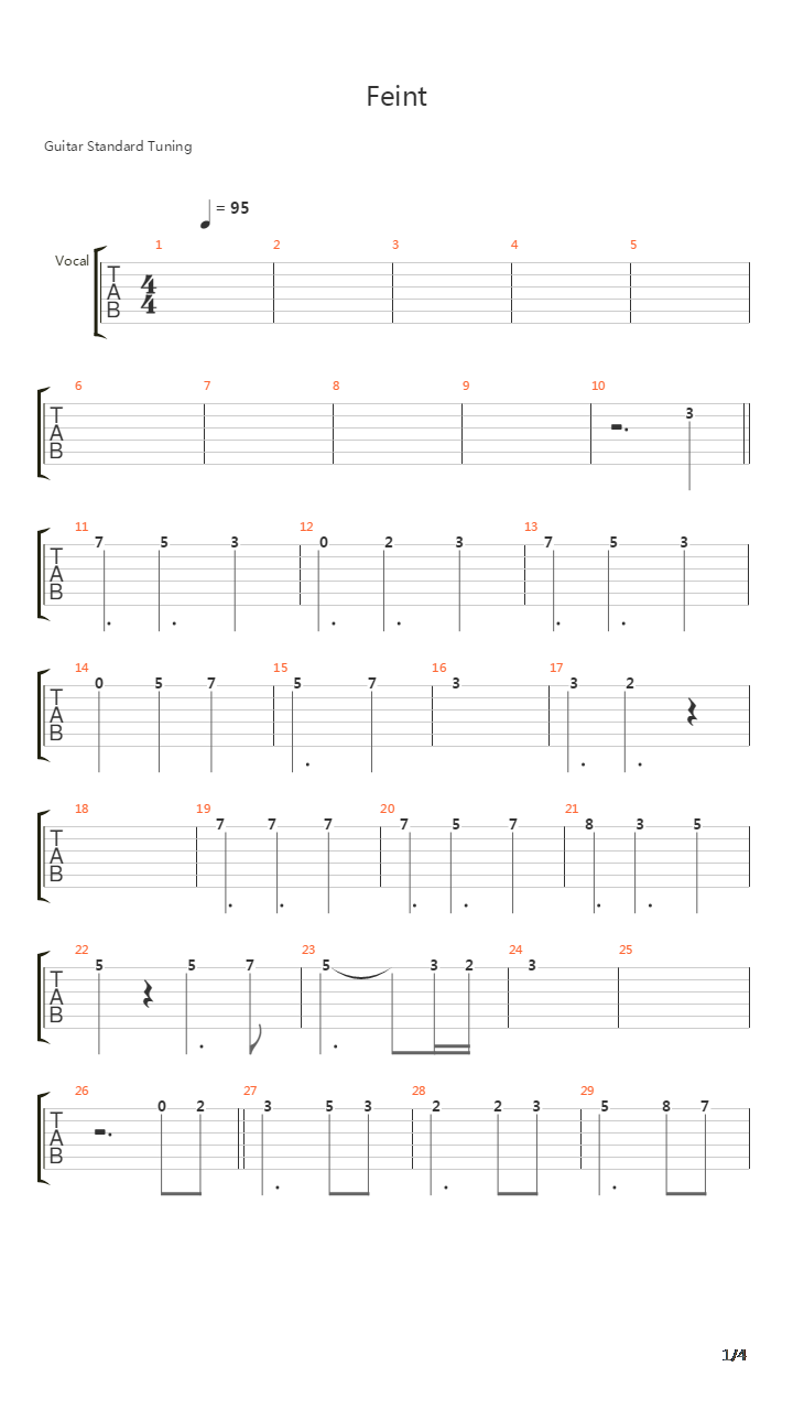 Feint吉他谱