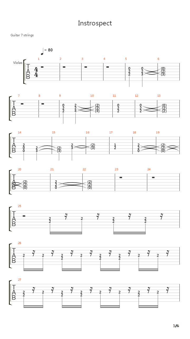 Introspect吉他谱