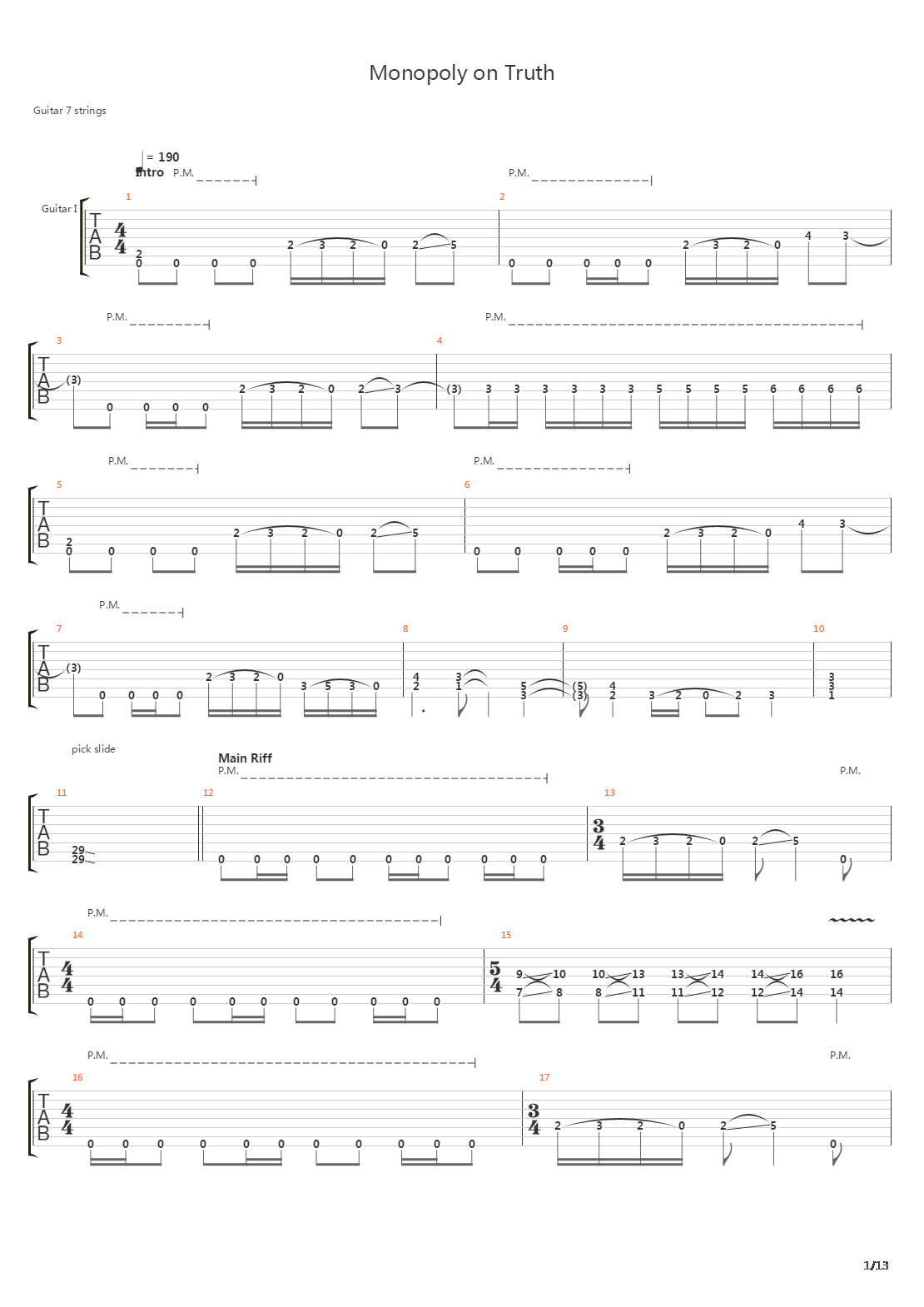 Monopoly On Truth吉他谱