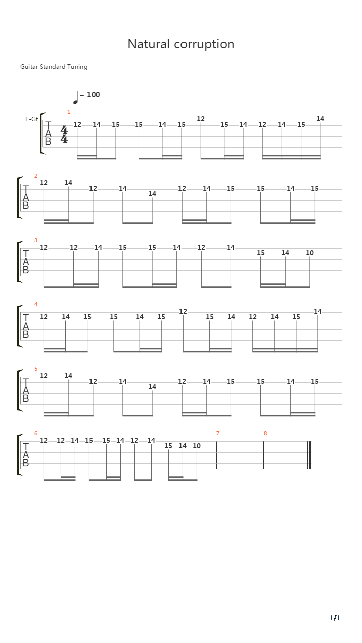 Natural Corruption Lead吉他谱