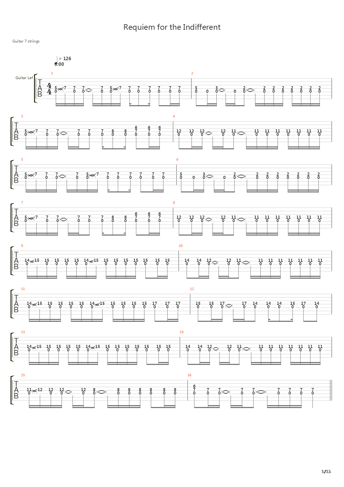 Requiem For The Indifferent吉他谱