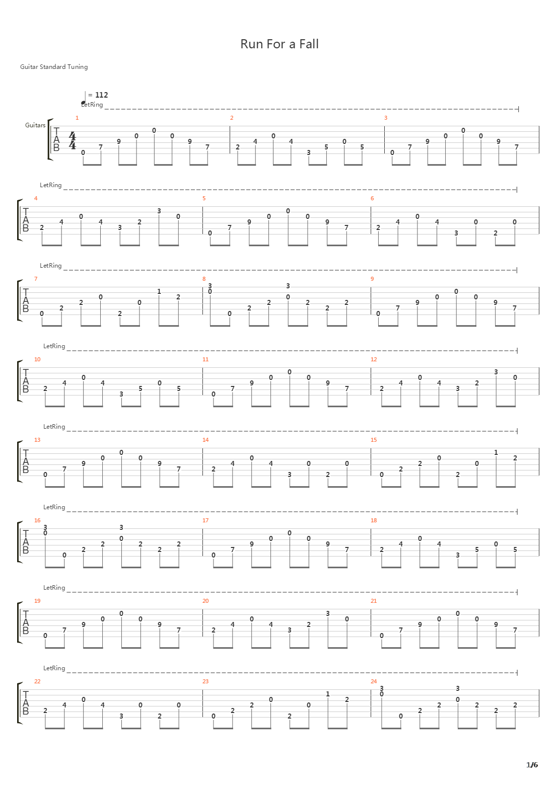 Run For A Fall吉他谱