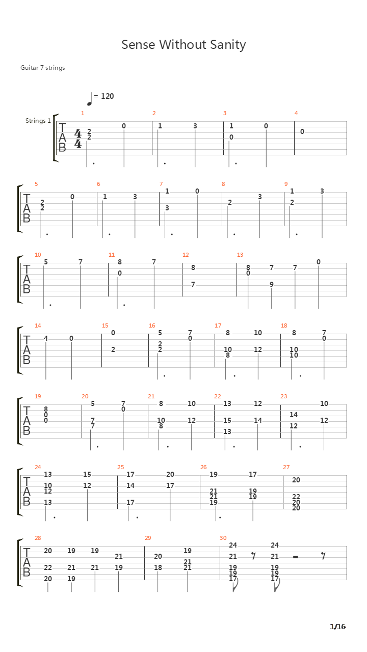 Sense Without Sanity吉他谱