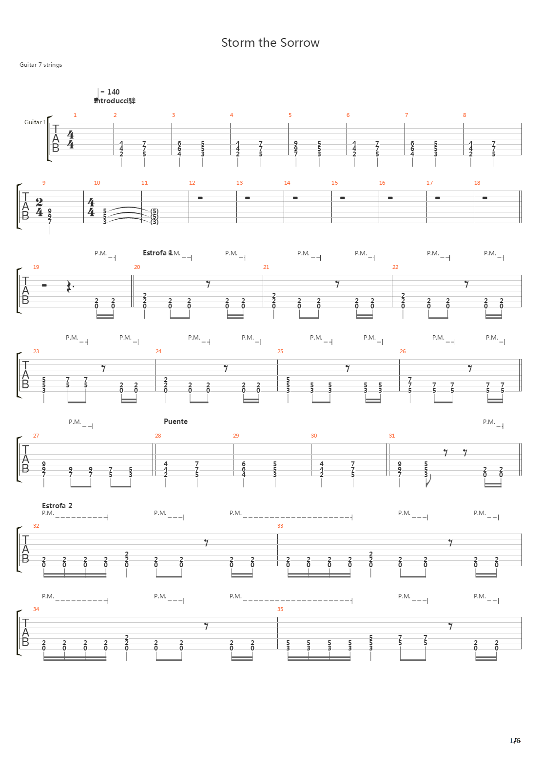 Storm The Sorrow吉他谱
