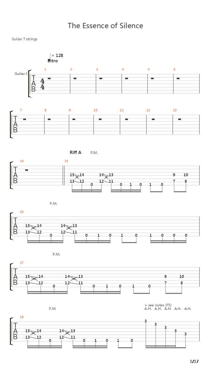 The Essence Of Silence吉他谱