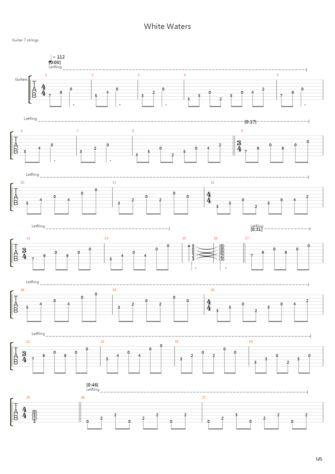 White Waters吉他谱