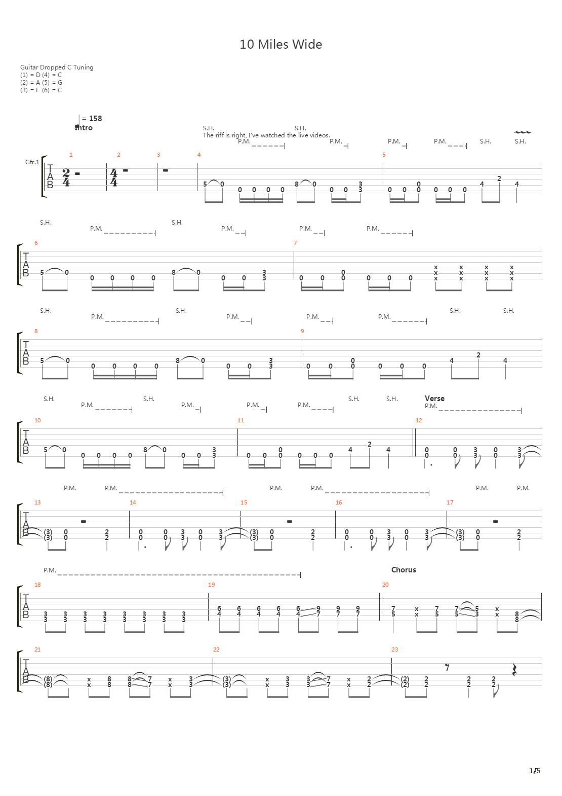 10 Miles Wide吉他谱