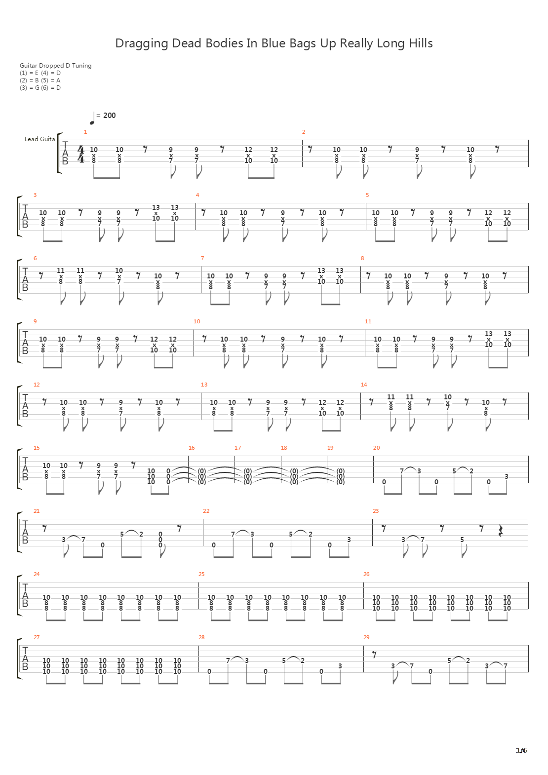 Dragging Dead Bodies In Blue Bags Up Really Long Hills吉他谱