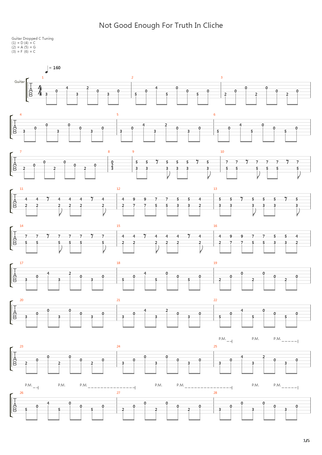 Not Good Enough For Truth In Cliche吉他谱