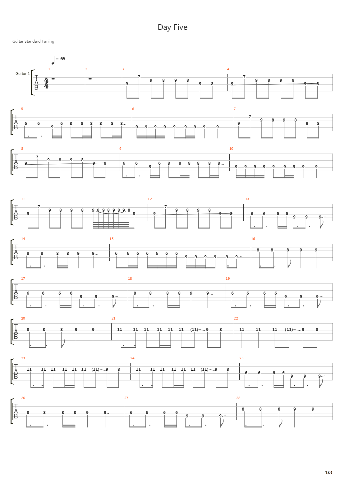 Day Five吉他谱