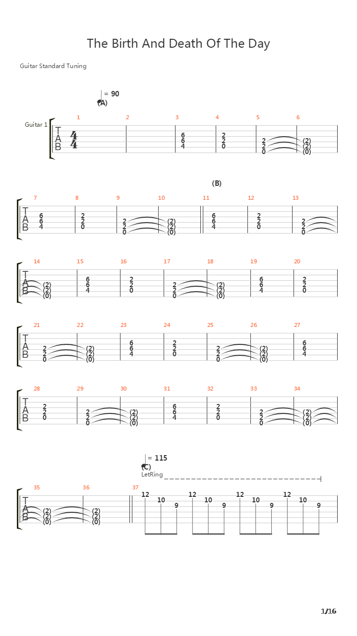 The Birth And Death Of The Day吉他谱