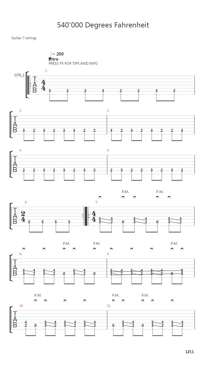 540000 Degrees Fahrenheit吉他谱