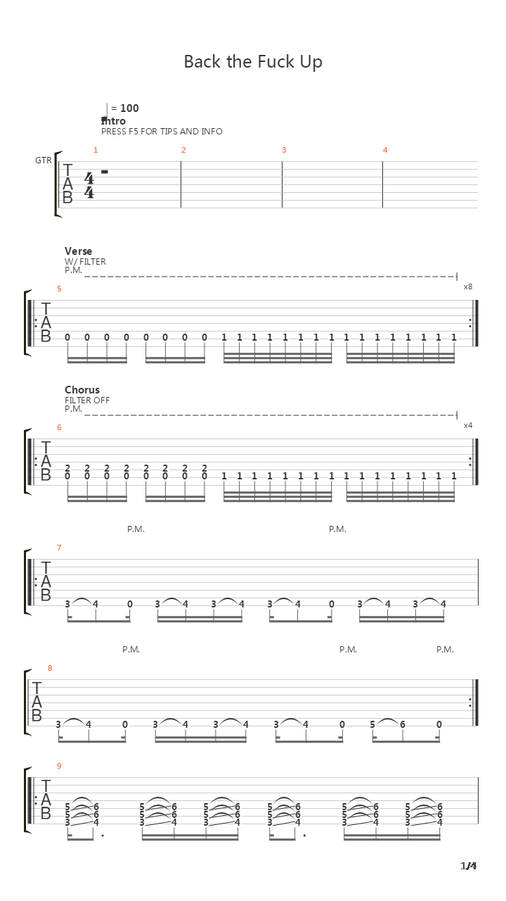 Back The Fuck Up吉他谱